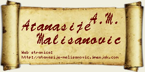 Atanasije Mališanović vizit kartica